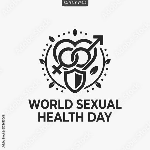The flat design for a World Sexual Health Day Focuses on simplicity, elegance, and ease of recognition. Vector Illustration
