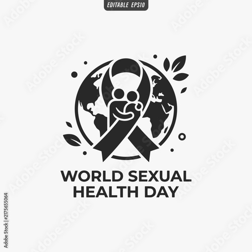 The flat design for a World Sexual Health Day Focuses on simplicity, elegance, and ease of recognition. Vector Illustration
