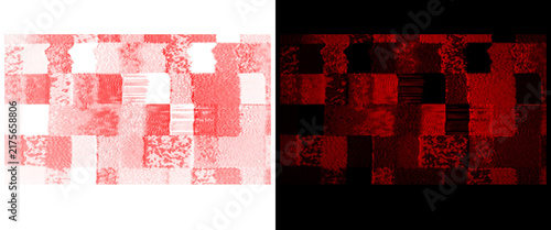 Abstract red glitch texture background, digital noise pattern on white and black, modern cyber punk design element