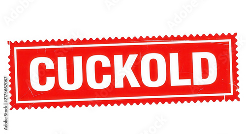 A red stamp with the word cuckold in white letters isolated on transparent background