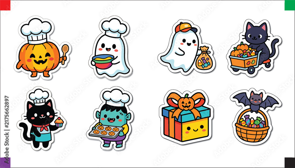 Fototapeta premium Cute cartoon animals and characters with colorful accessories in playful vector style