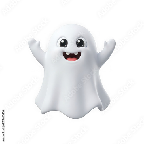 Fototapeta kuchenna Cute cartoon ghost waving hello, isolated on transparent background
