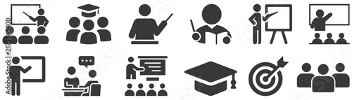 Education icons set for school and learning