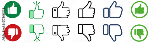 Canvastavla Thumbs up and thumbs down icons in green and red