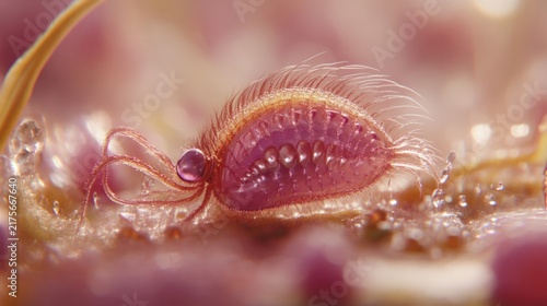 Close-up of tiny marine creature underwater.