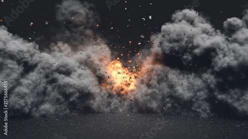 Explosion with smoke and fire.