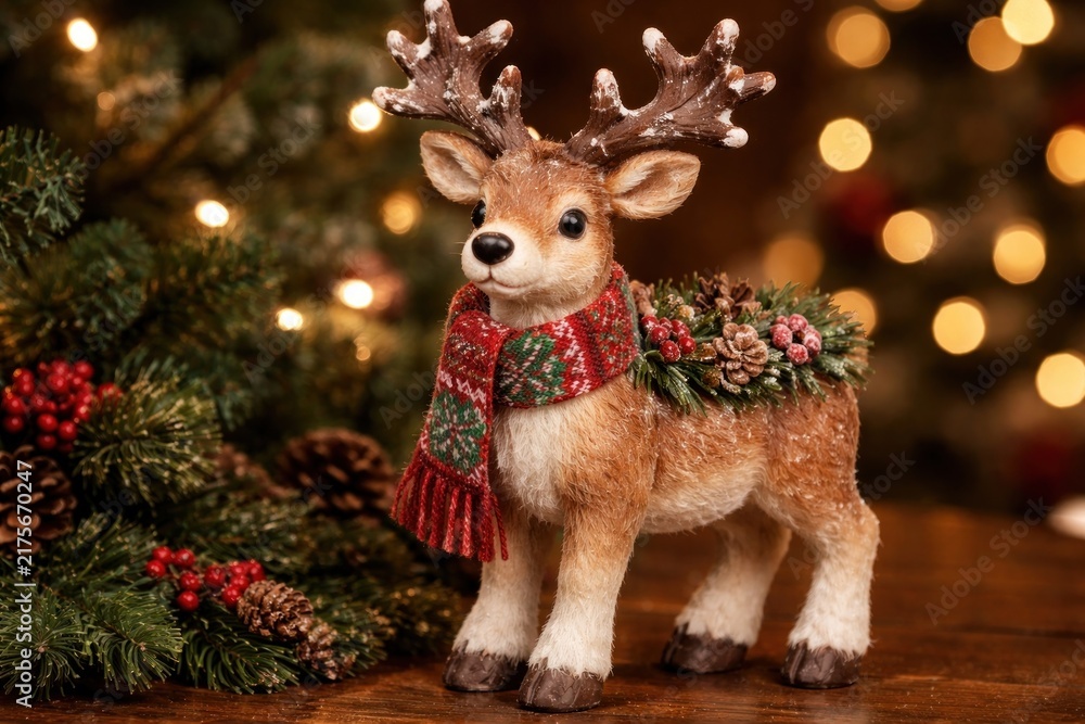 Fototapeta premium Festive reindeer decor scene