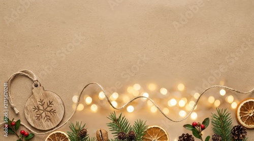 Wooden Bauble on Kraft Paper