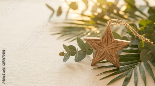 Wooden Ornament with Tropical Leavesaves