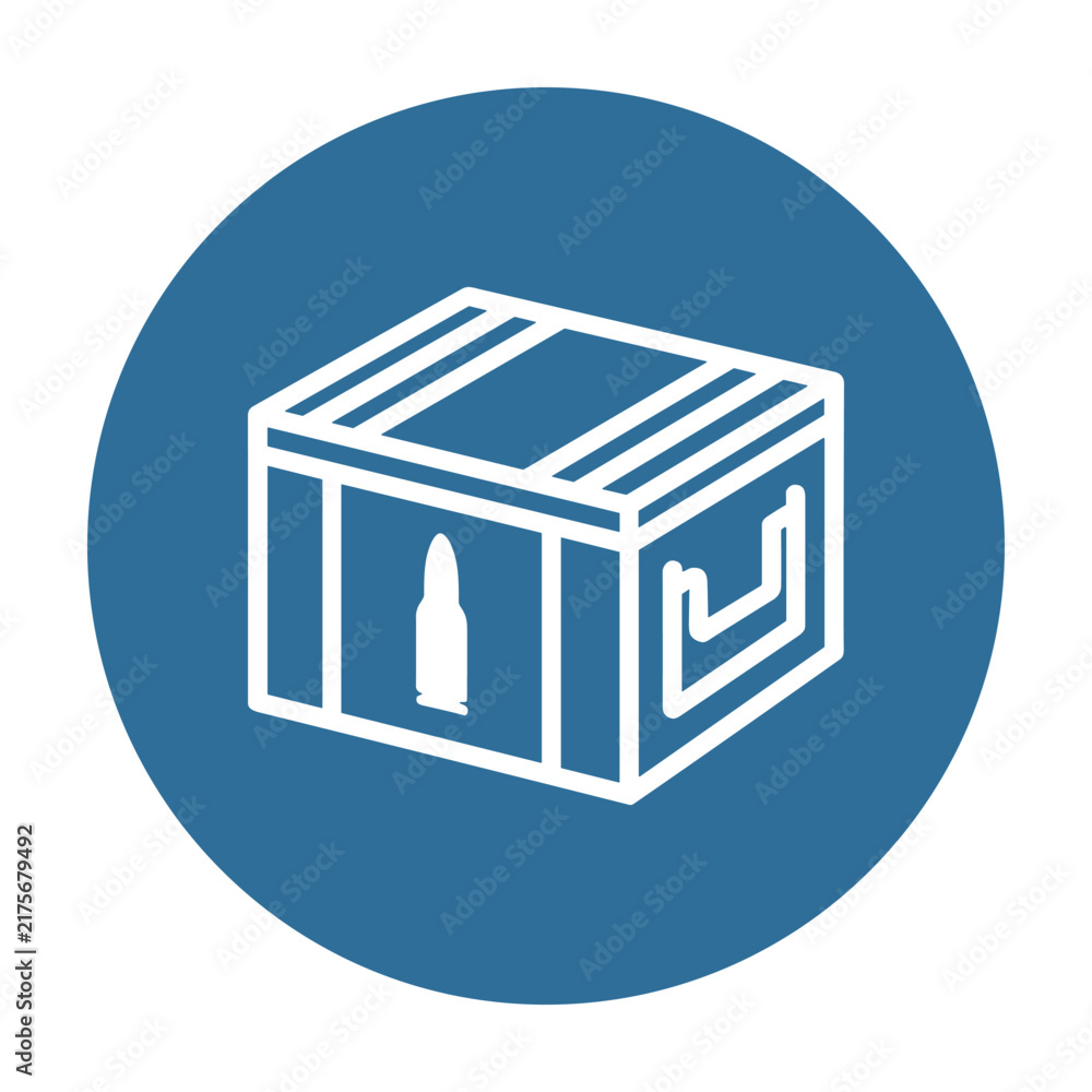 Naklejka premium Vector line icon of a crate with bullet