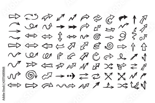Hand line arrow drawn set