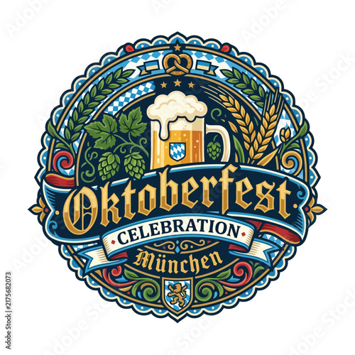 Oktoberfest Muenchen Munich Beer Celebration Emblem Badge Crest