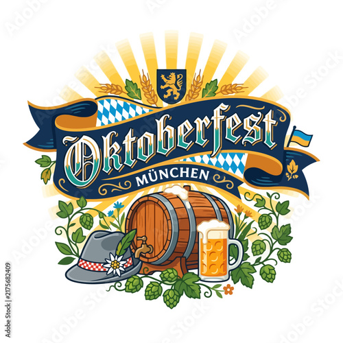 Oktoberfest Munich Beer Barrel Hat Hops Celebration Bavarian Festival