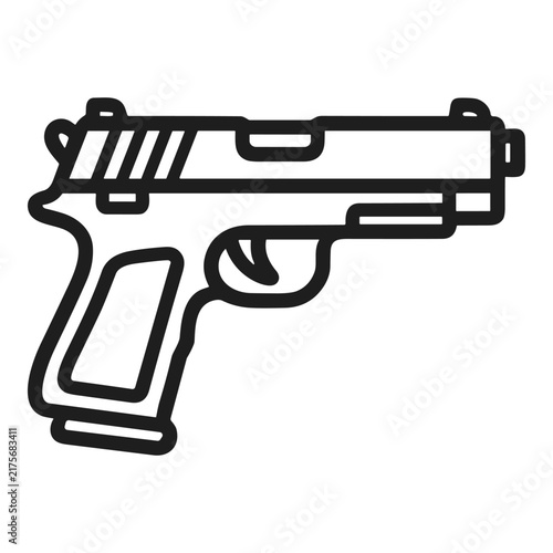 Black outline icon of a pistol gun