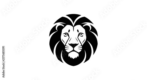 A minimalist black and white illustration of a majestic lion head icon
