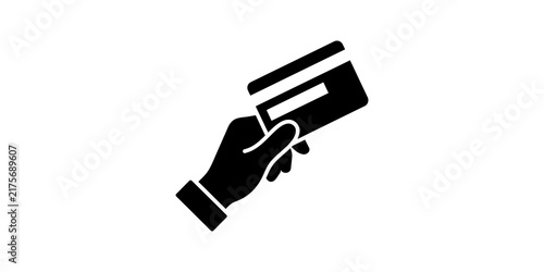 Canvastavla Credit card payment in hand flat icon for banking and financial transactions