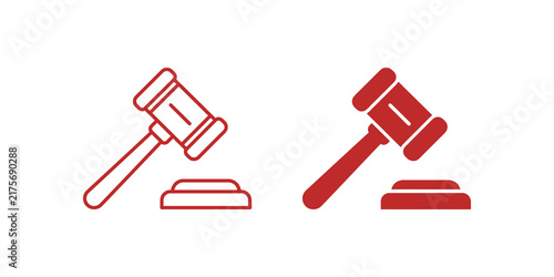 Canvas Print Justice gavel icons in outline and solid styles for legal services