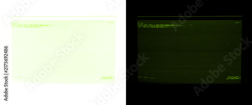 Foto Night vision screen texture set, green phosphor CRT monitor display, retro milit