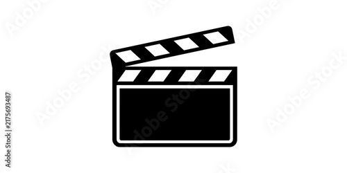 Photography Movie clapperboard black flat icon representing film production.