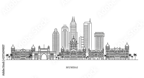 Mumbai Skyline Outline - Iconic Architecture, India