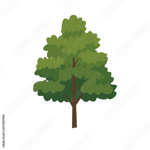 Illustrated Tree Isolated. Minimalist Tree Flat Icon. Simple Tree Vector Illustration. Beautiful Green Tree.