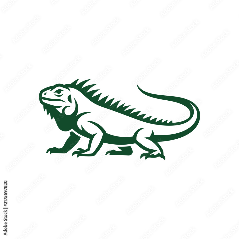 Fototapeta premium Stylized Green Iguana Illustration Isolated on White Background.