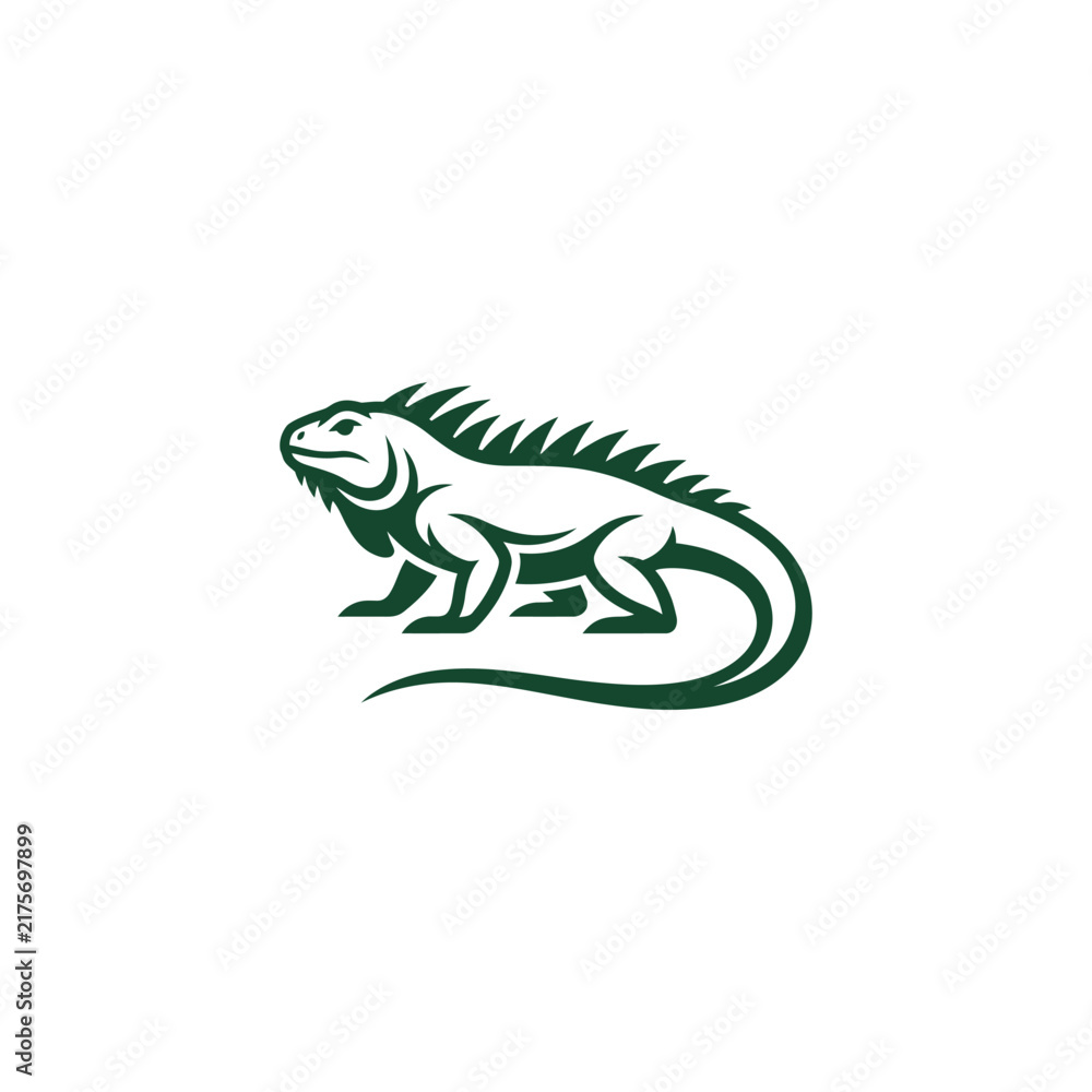 Obraz premium Minimalist green iguana logo icon design.