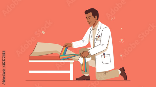 Doctor reviewing color samples for diagnosis
