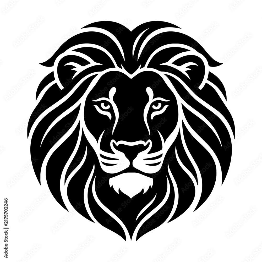 Fototapeta premium Black and white lion head vector illustration