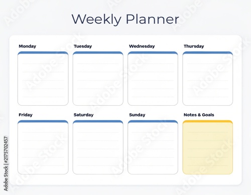 Plakat A simple linear weekly planner template in blue tone