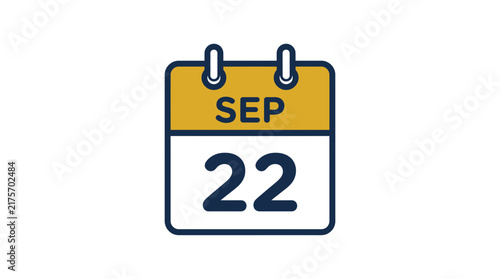 Calendar Icon Isolated September 22 Date
