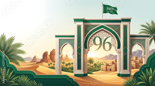 Saudi Arabia 96th National Day 2026 Arabian Heritage Arch Celebration