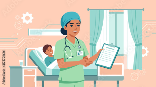 Doctor Holding Clipboard Next to Patient in Hospital Bed