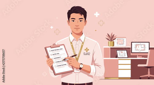 Doctor holding clipboard with checklist, medical professional, healthcare concept