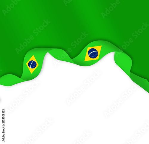 Brazil flag ribbon border 