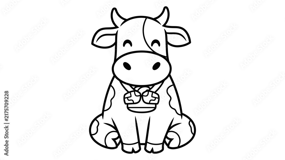 Fototapeta premium Cute Cartoon Cow Coloring Page Illustration