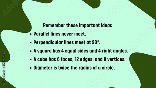 Obraz na płótnie Educational geometry concepts poster, math rules for parallel and perpendicular lines, school classroom learning aid