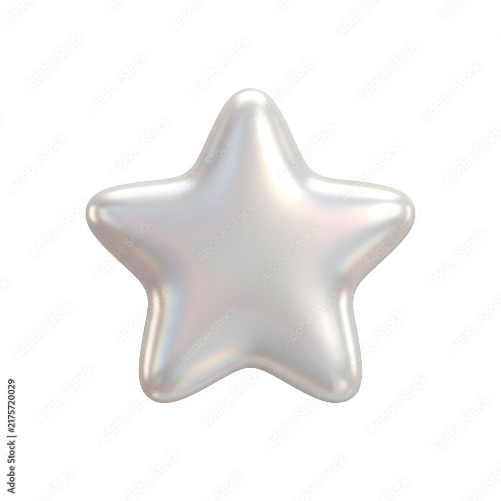 Naklejka premium 은색 광택의 입체 별 모양 장식 오브젝트 Silver glossy 3D star shape decoration object