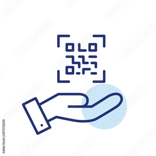 Scan qr code capture, verify code, instant sync. Pixel perfect, editable stroke vector icon