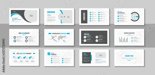 Business plan presentation design layout and clean pitch deck template for digital brand guidelines, company portfolio, corporate report, contemporary horizontal promotion banner template