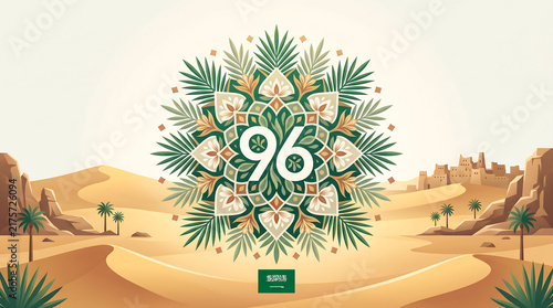 Saudi Arabia 96th National Day 2026 Desert Flower Mandala