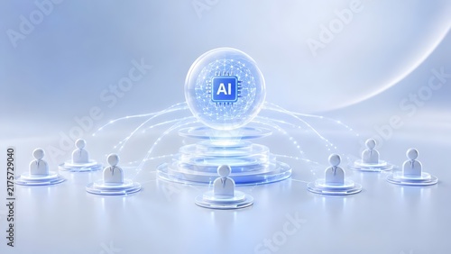 Tapety artystyczne Artificial Intelligence processor connecting people in digital network conceptual 3D illustration