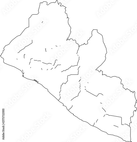 Simple black outline map of liberia country isolated on white background illustration
