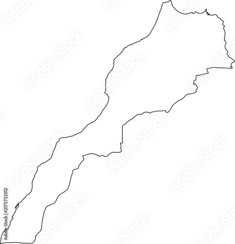 Simple black outline map of morocco country illustration