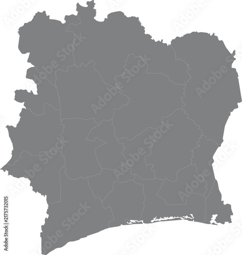 Simple gray map shape of ivory coast isolated on a white background illustration