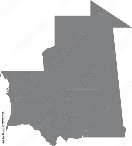 Simple gray map silhouette of mauritania isolated on a white background illustration