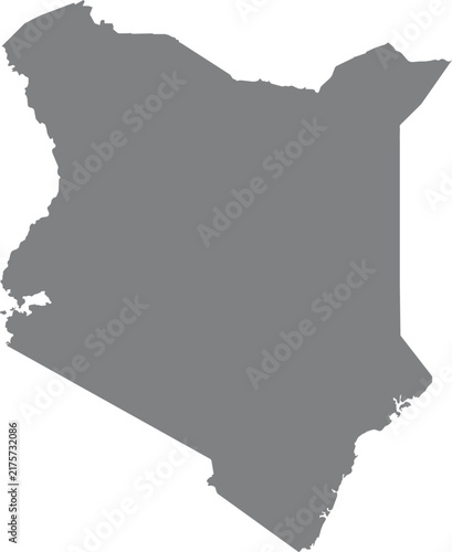 Simple grey map shape of kenya isolated on white background illustration
