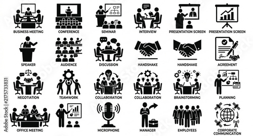 Foto Set of diverse flat icons showing people with different activities and professio