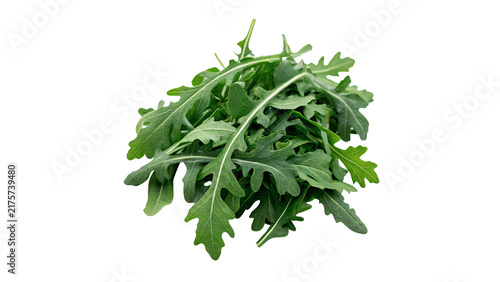 Fresh green arugula rucola salad leaves bunch isolated on transparent background