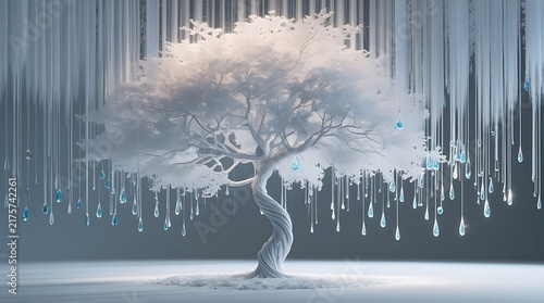 Surreal White Tree Installation